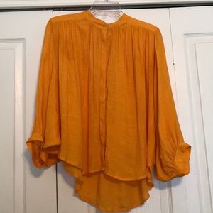 Orange flowy anthropologie blouse